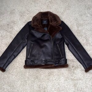 Brown Abercrombie Faux Suede Jacket size s